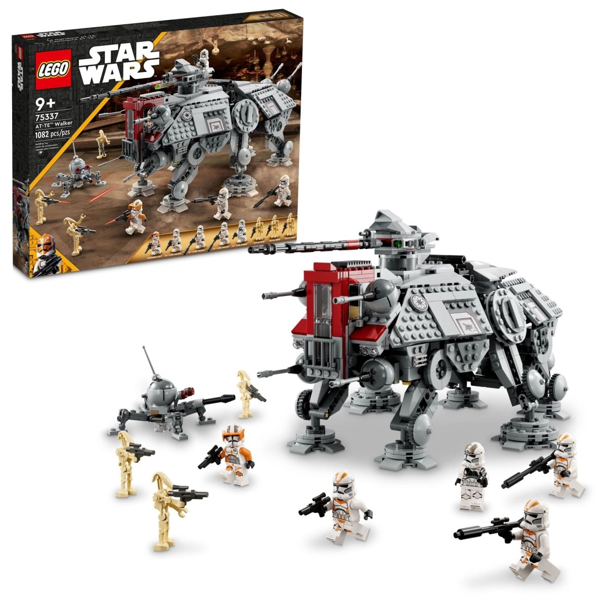 LEGO Star Wars AT-TE Walker set with detailed walker and multiple Star Wars minifigures included