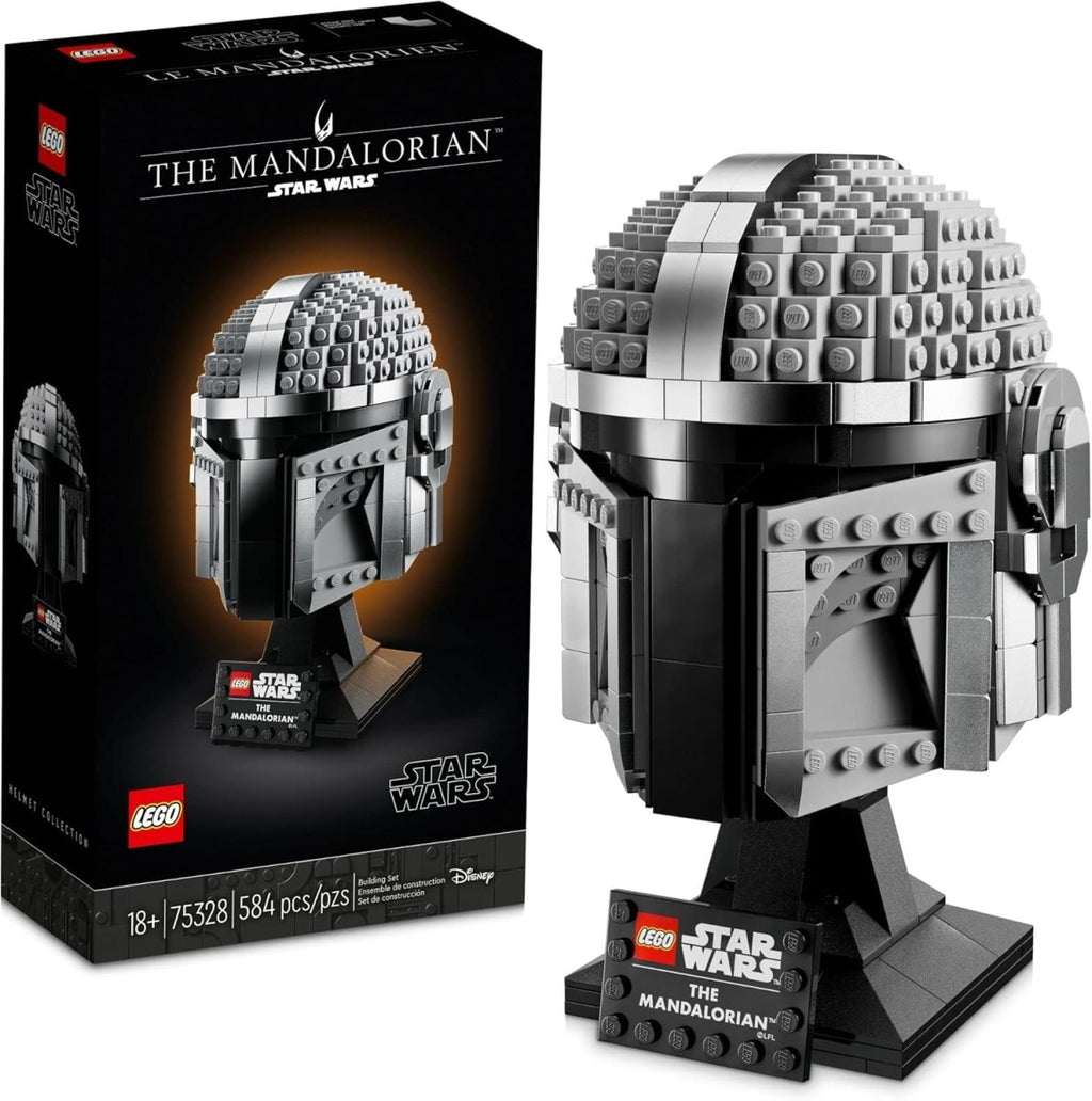 LEGO Star Wars Mandalorian helmet building set with 584 pieces and display stand by craques
