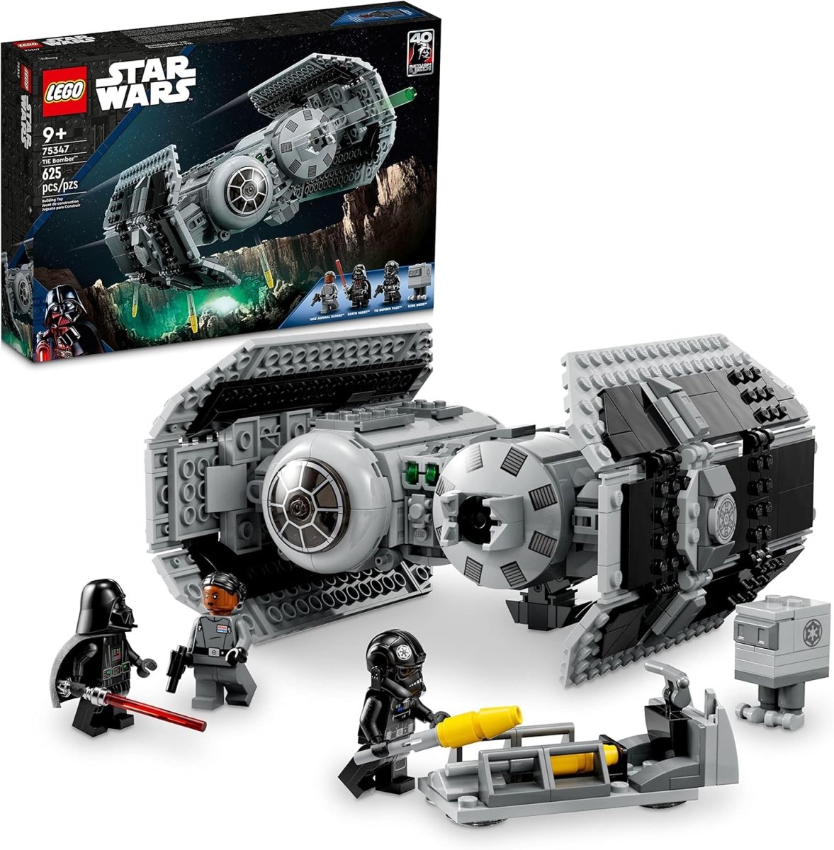 LEGO Star Wars TIE Bomber set with detailed spaceship and four character minifigures by craques