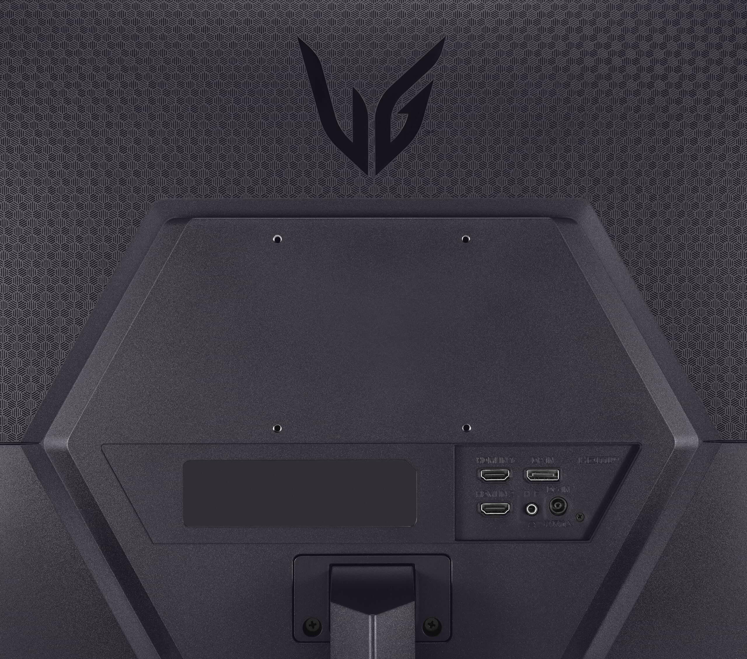 Back view of LG Ultragear 32 inch gaming monitor showing ports and stand attachment