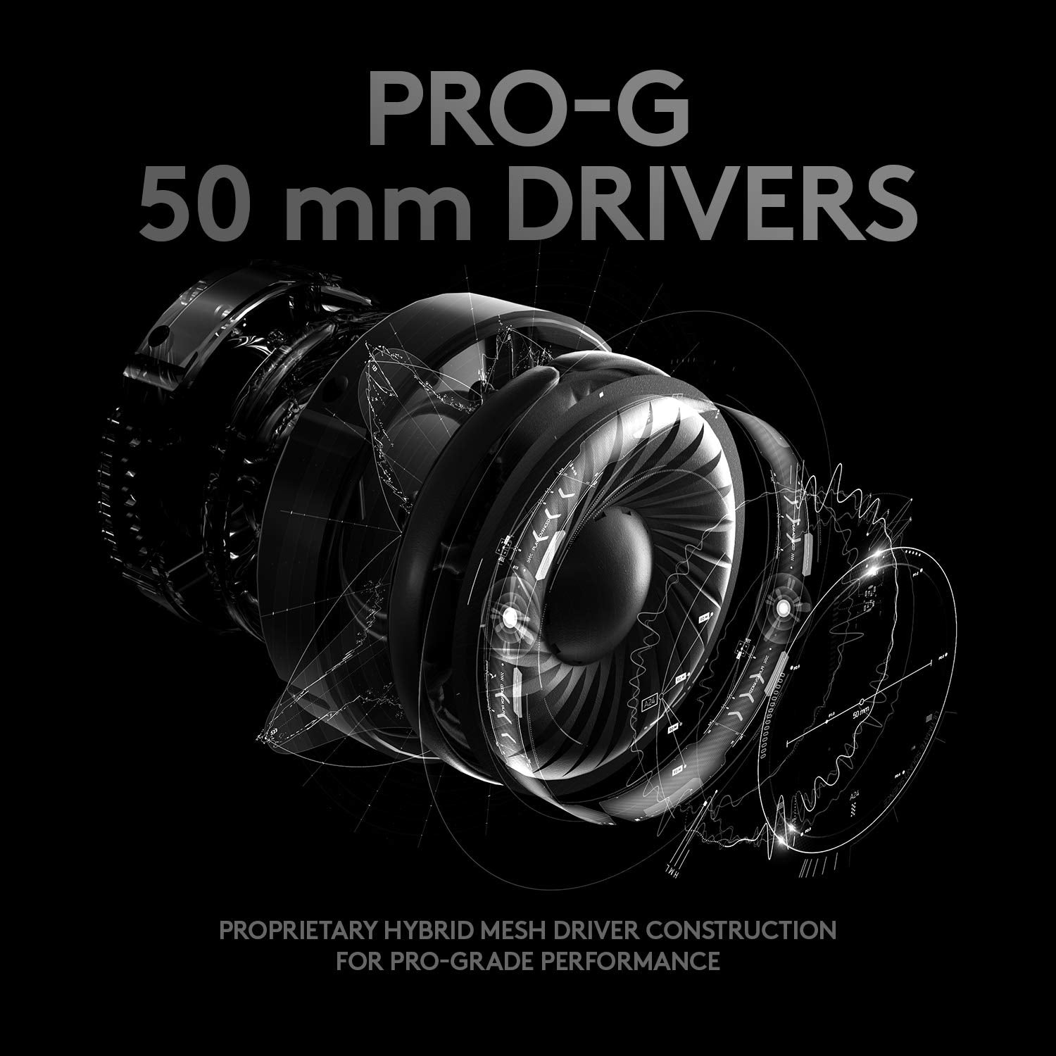 Logitech G PRO X gaming headset 50mm PRO-G hybrid mesh driver for pro-grade audio performance