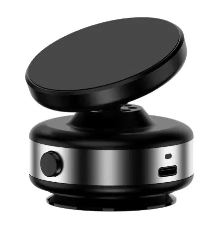 Craques magnetic car phone holder in black with sleek metal design and USB charging port