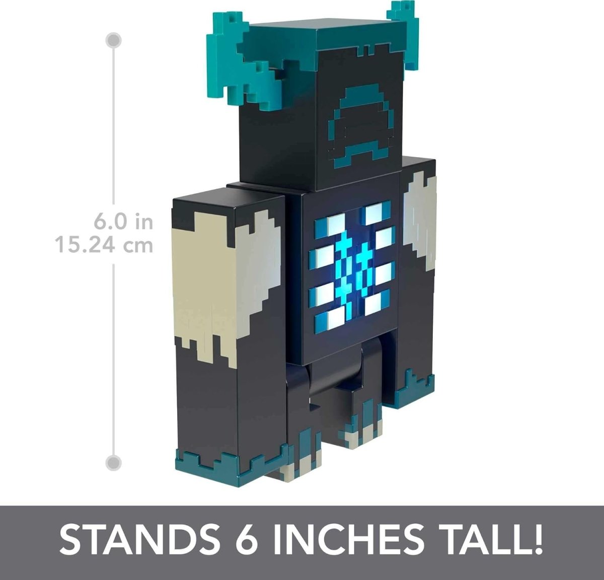 Craques Minecraft Warden action figure standing 6 inches tall with pixelated block design