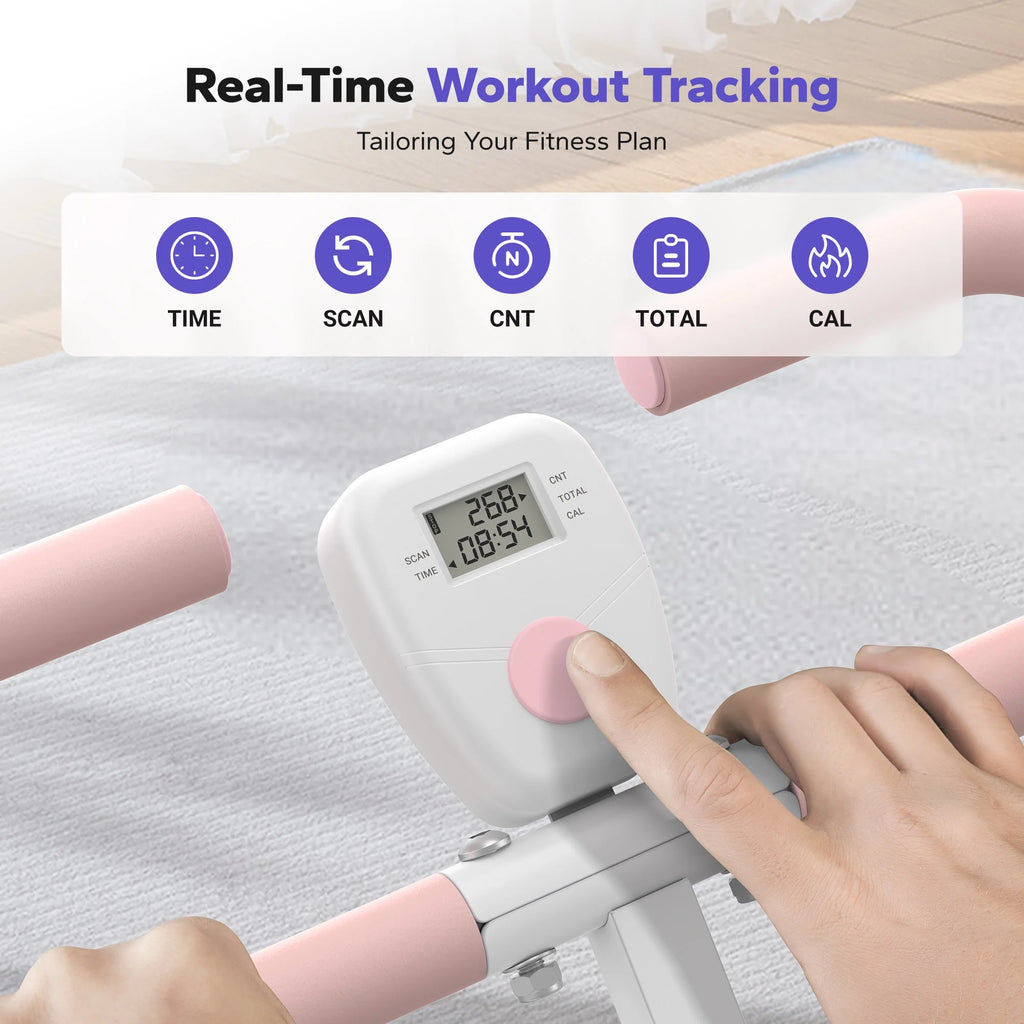 Adjustable squat assist trainer with digital real-time workout tracking and fitness plan tailoring