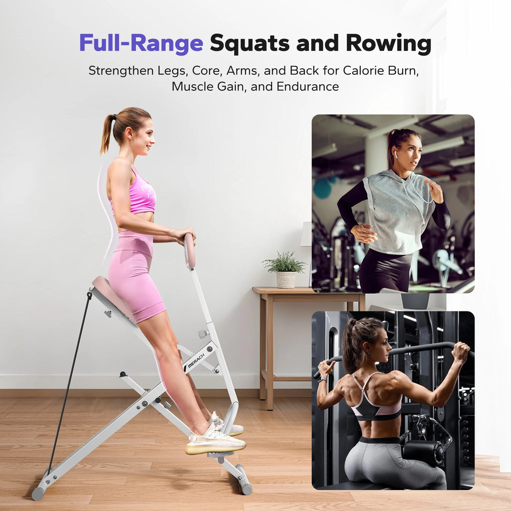 Craques adjustable squat assist trainer with woman performing full-range squats for strength and endurance