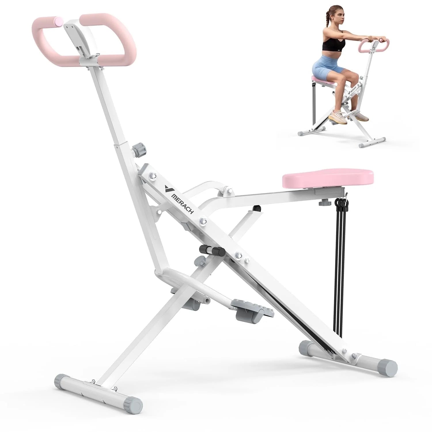 craques adjustable squat assist trainer with pink padded seat and handles for home workouts