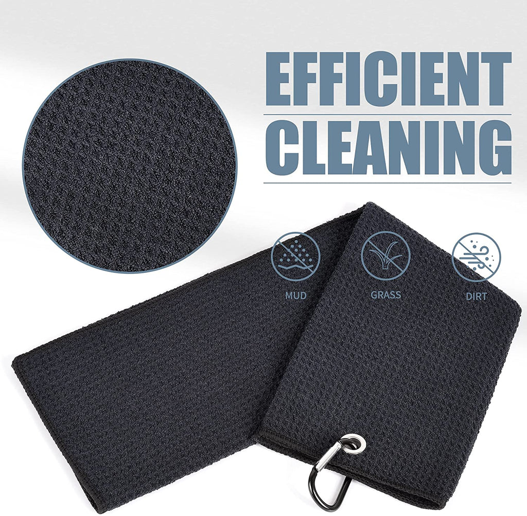 Craques microfiber golf towel with brush kit in black featuring textured fabric for efficient cleaning of mud grass and dirt