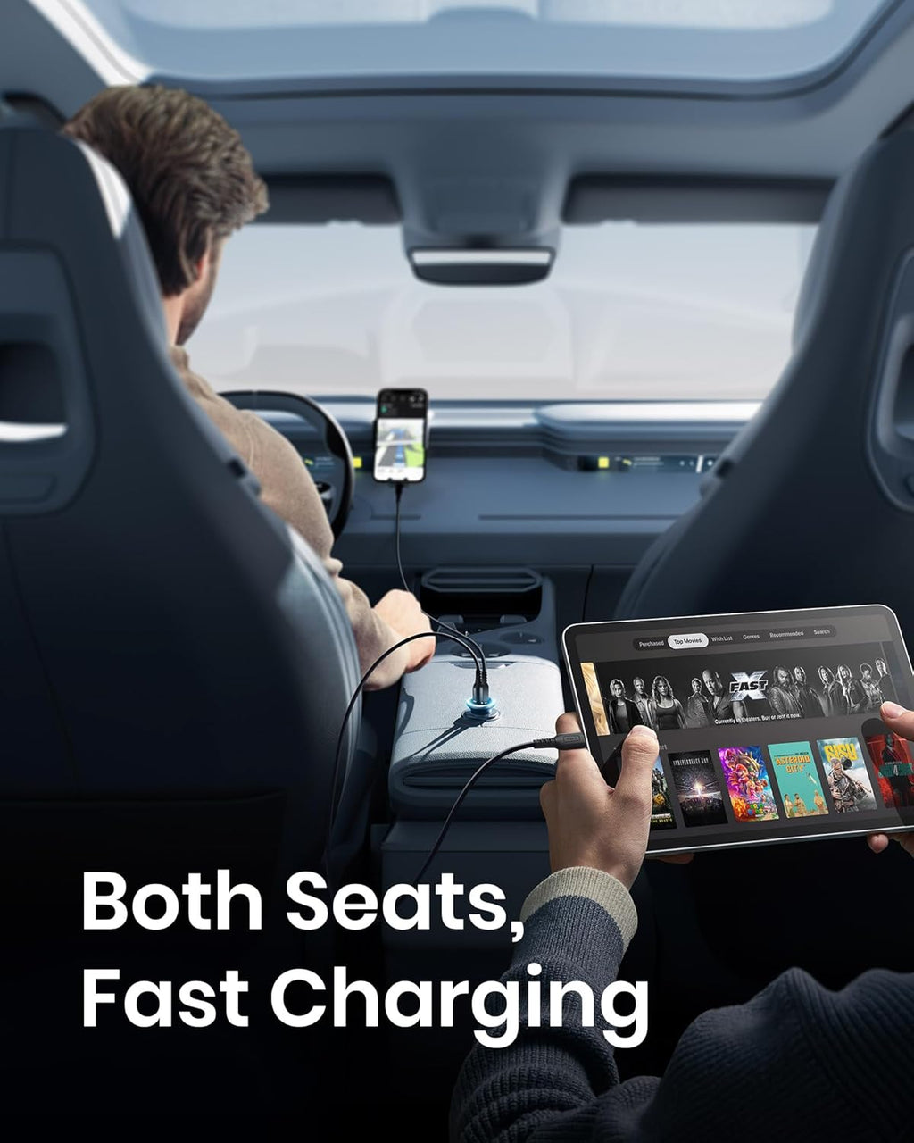 Craques USB C car charger fast charging device powering multiple gadgets inside a car
