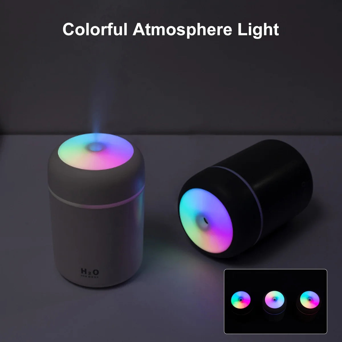 Craques mini USB humidifier for desk with colorful atmosphere light and compact design