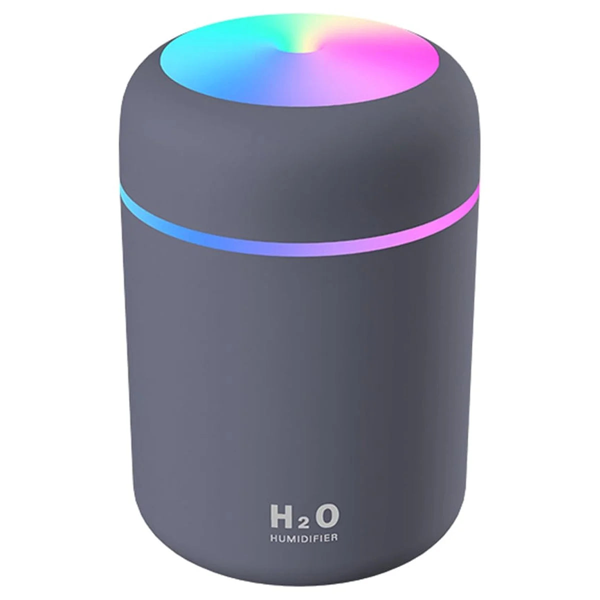 Craques mini USB humidifier for desk with colorful LED light and compact gray design