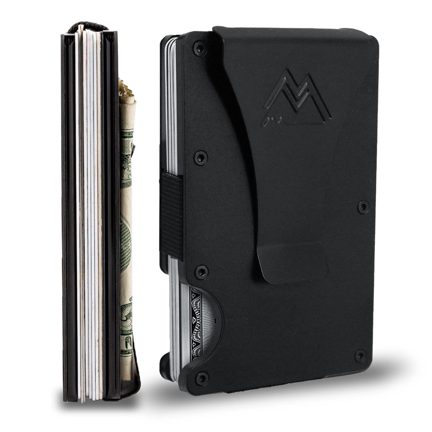 Craques black RFID blocking minimalist wallet with metal clip and slim profile holding cards and cash
