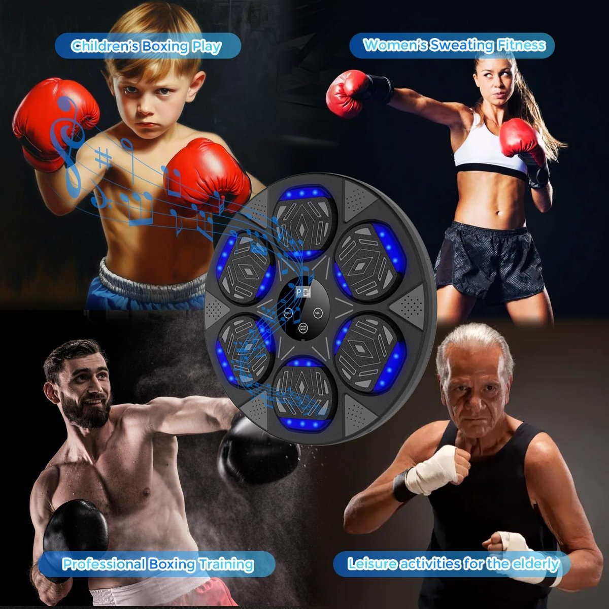 Music boxing machine for home by craques with LED lights for boxing training and fitness for all ages