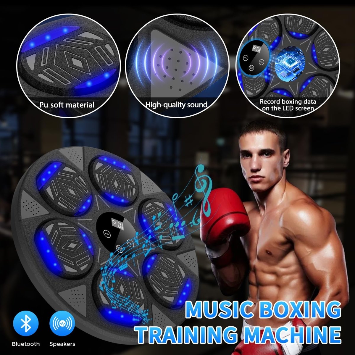 Craques music boxing machine for home with Bluetooth, speakers, LED screen, and soft PU material