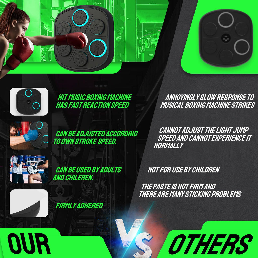 craques music boxing machine showing fast reaction speed and adjustable stroke speed with adult and children use