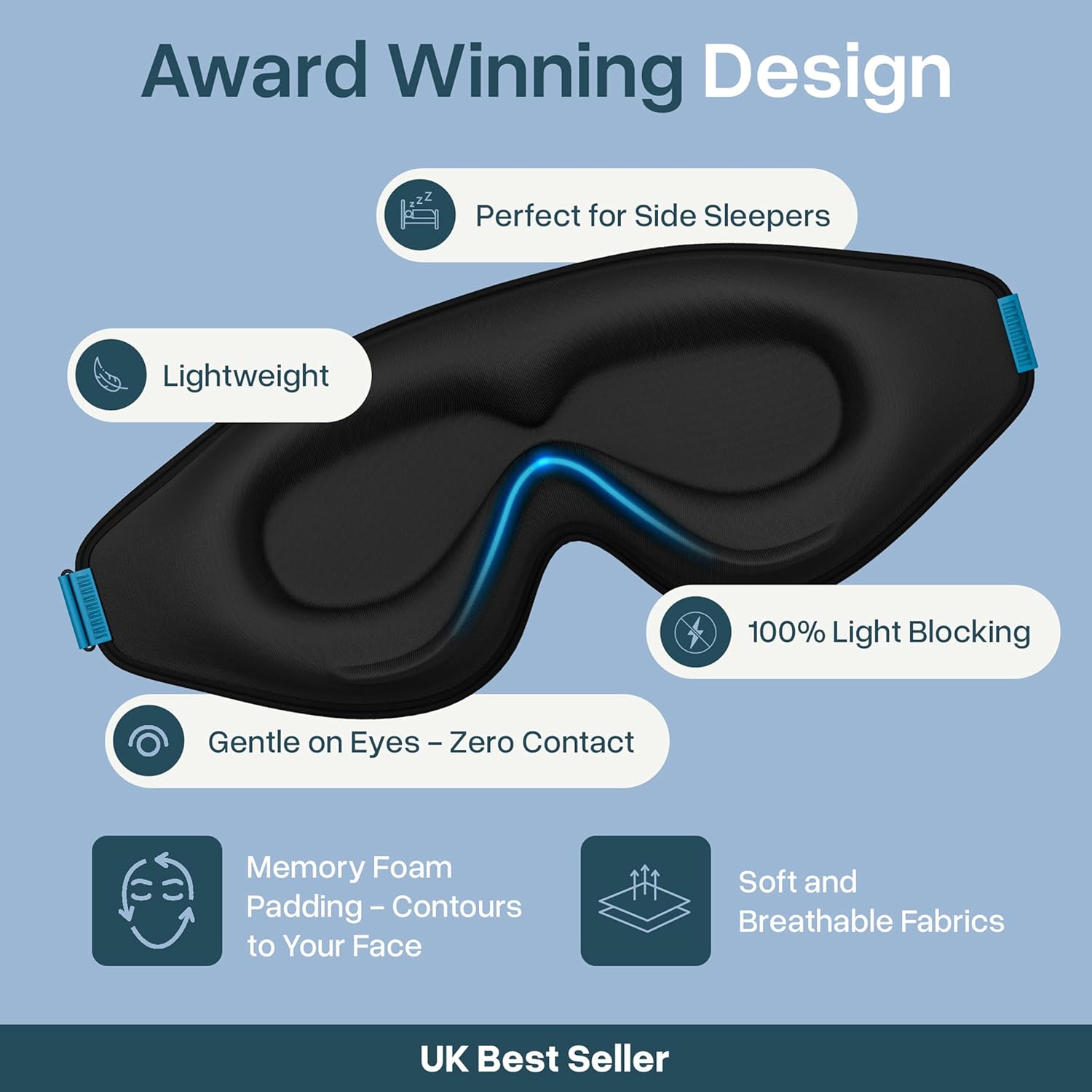 Craques 100 percent blackout sleep mask with memory foam padding lightweight and soft breathable fabric