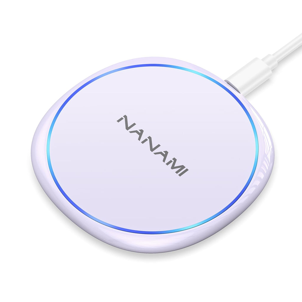 craques fast wireless charger for iPhone with sleek white design and blue LED ring