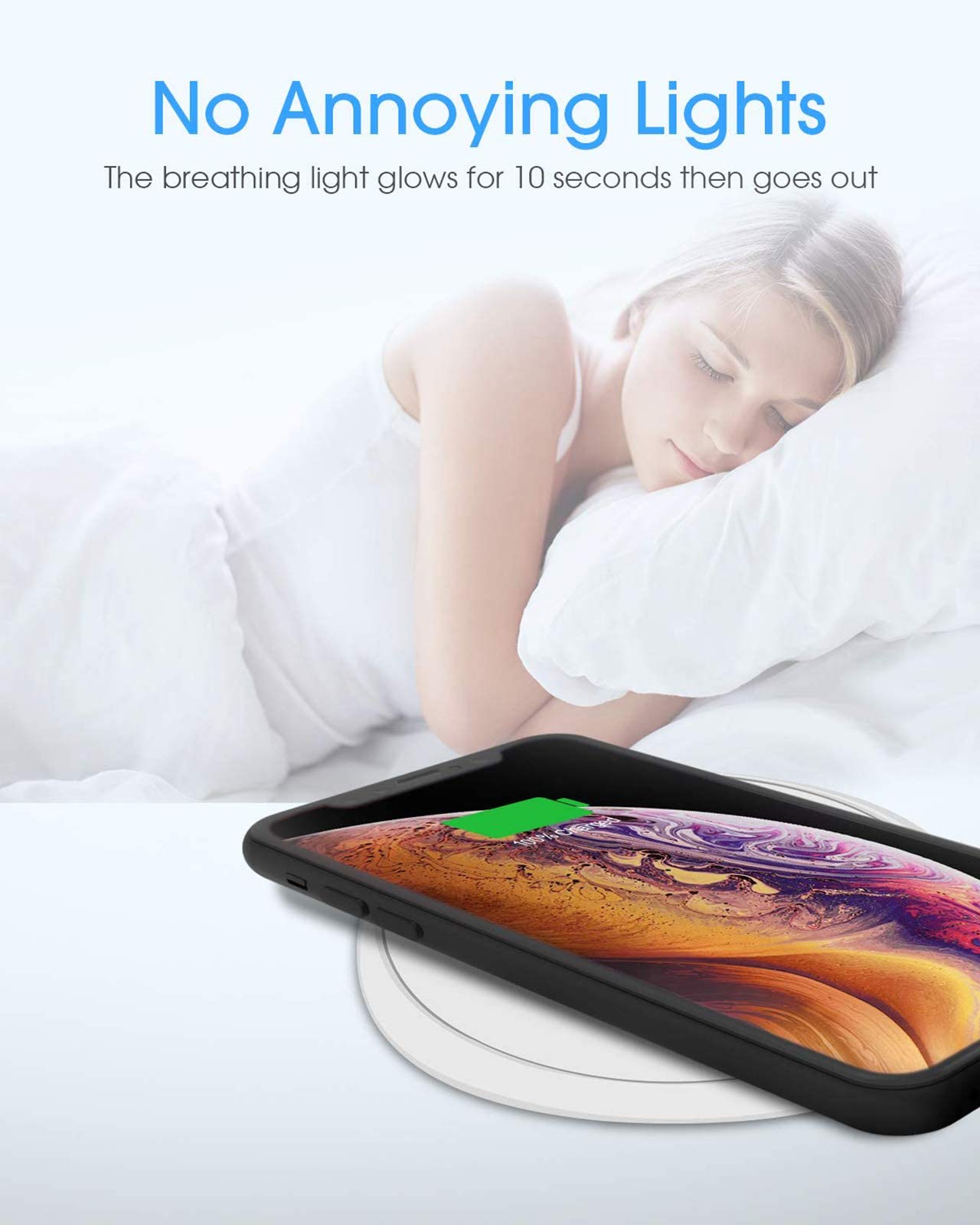 Craques fast wireless charger for iPhone with no annoying lights while sleeping