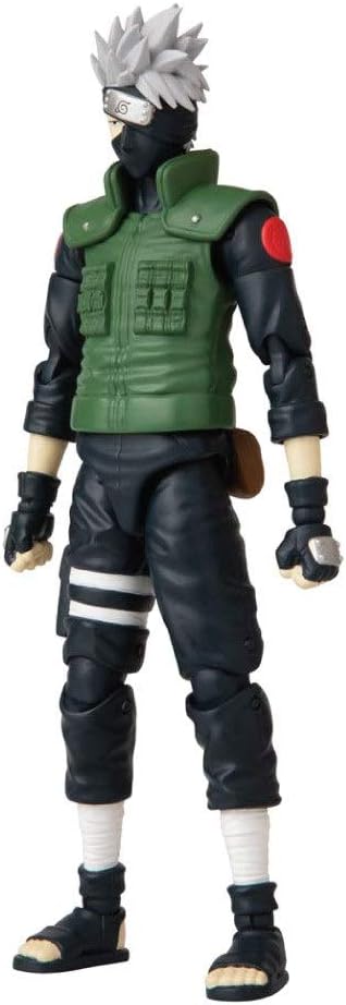 Naruto Kakashi action figure wearing green vest and black ninja outfit with white hair