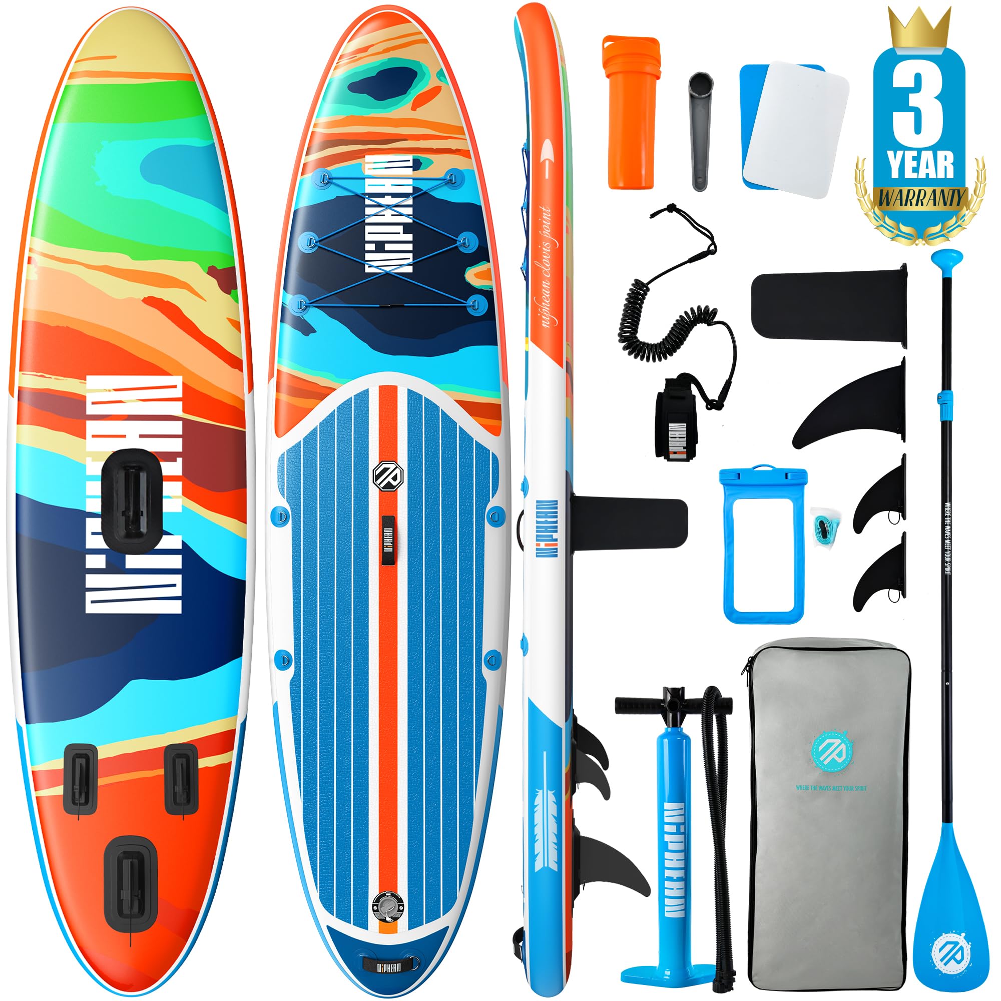 Craques inflatable stand up paddle board with colorful design and full accessory kit including pump and backpack