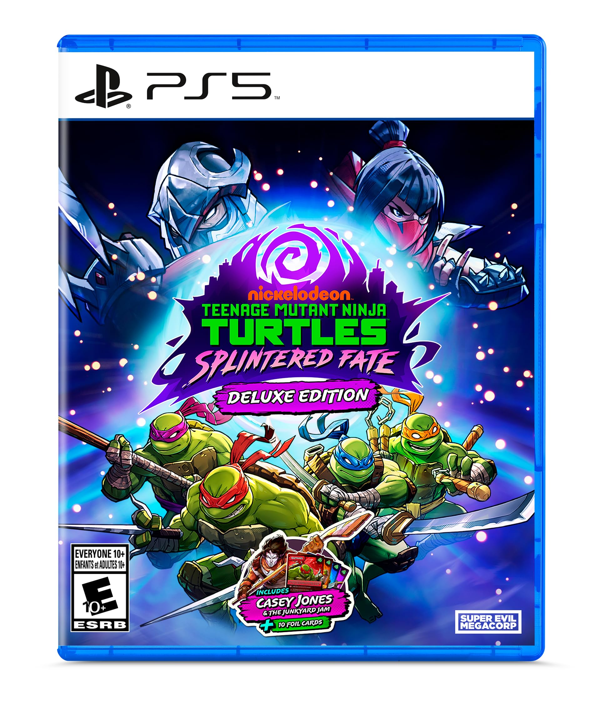 Teenage Mutant Ninja Turtles PS5 game Splintered Fate Deluxe Edition cover with all four turtles and enemies