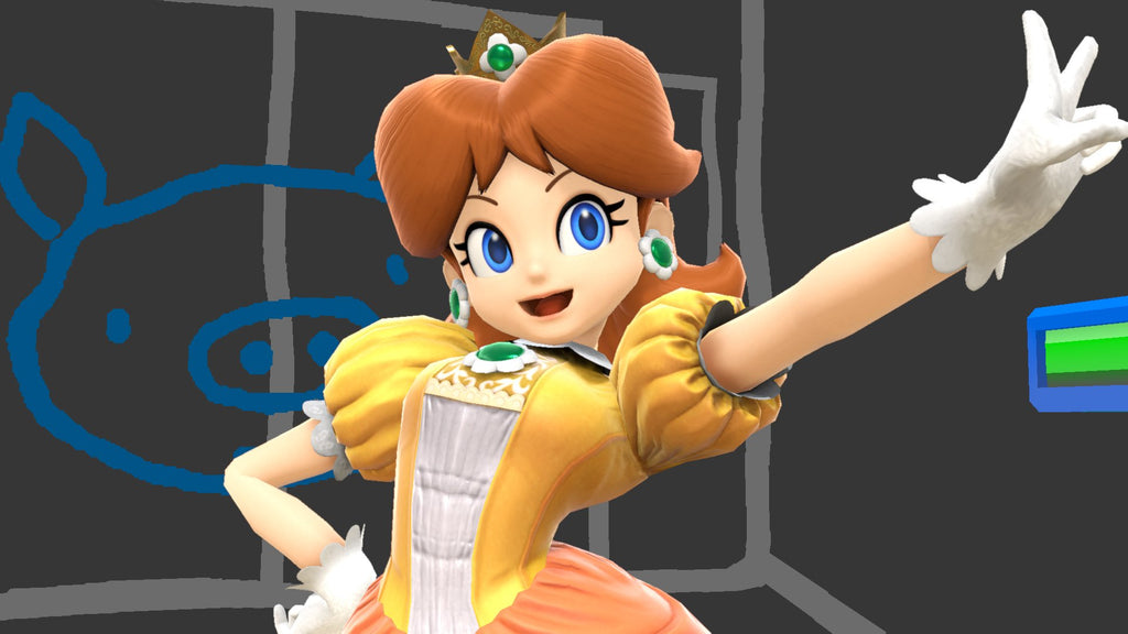 Daisy character from Super Smash Bros Ultimate Nintendo Switch game in a dynamic pose