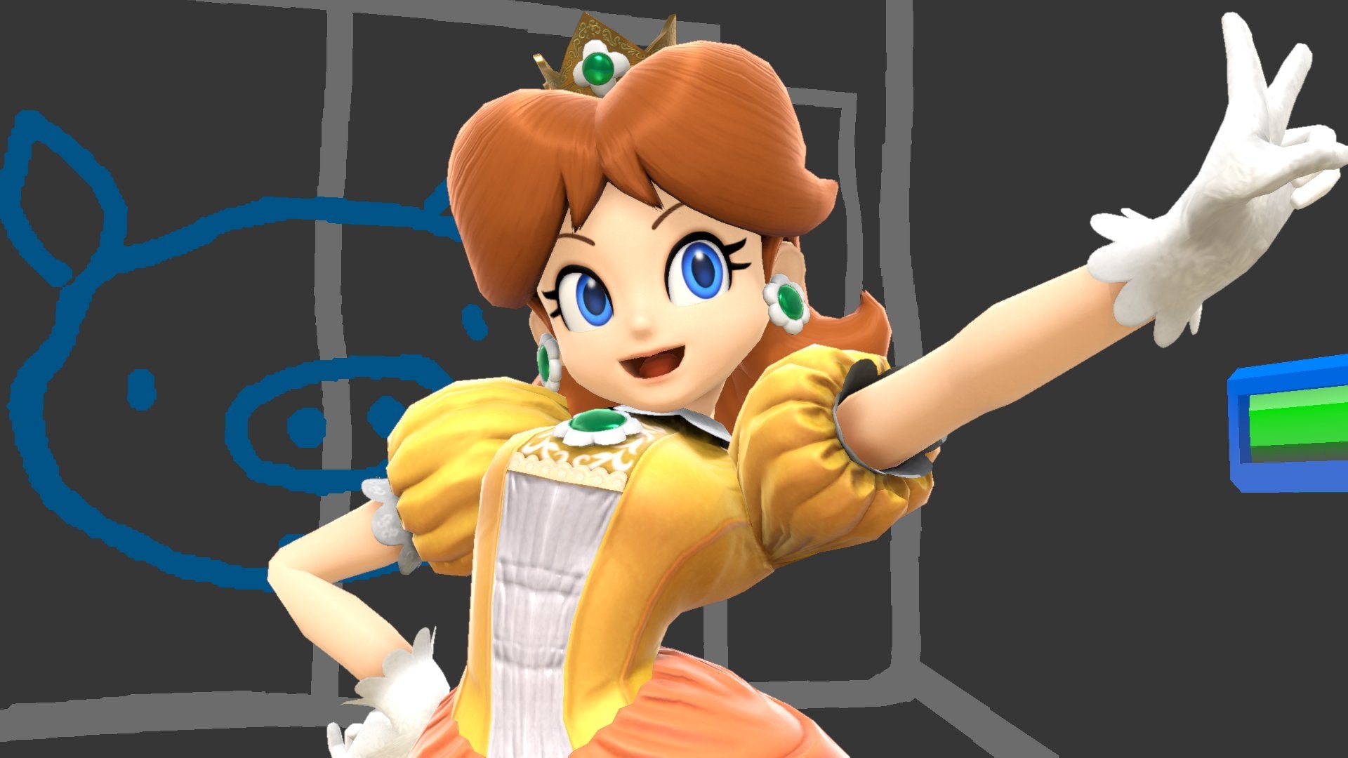 Daisy character from Super Smash Bros Ultimate Nintendo Switch game in a dynamic pose