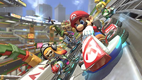 Mario Kart gameplay on Nintendo Switch console showcasing characters racing on a vibrant track with Nintendo Switch console deal