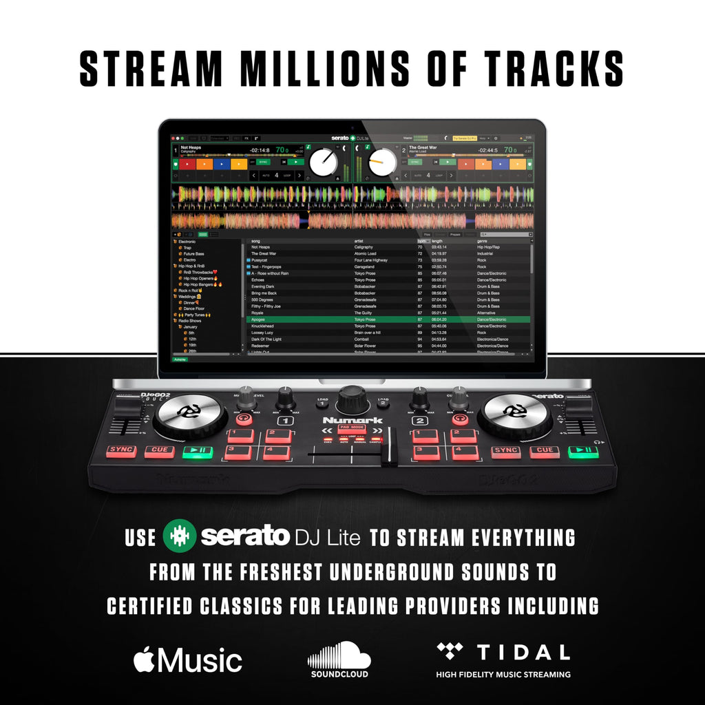 Craques compact DJ controller for beginners with Serato DJ Lite software for streaming millions of tracks