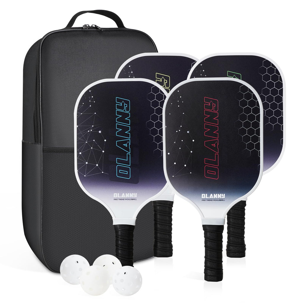 Craques graphite pickleball paddle set with four paddles, three balls, and carrying case