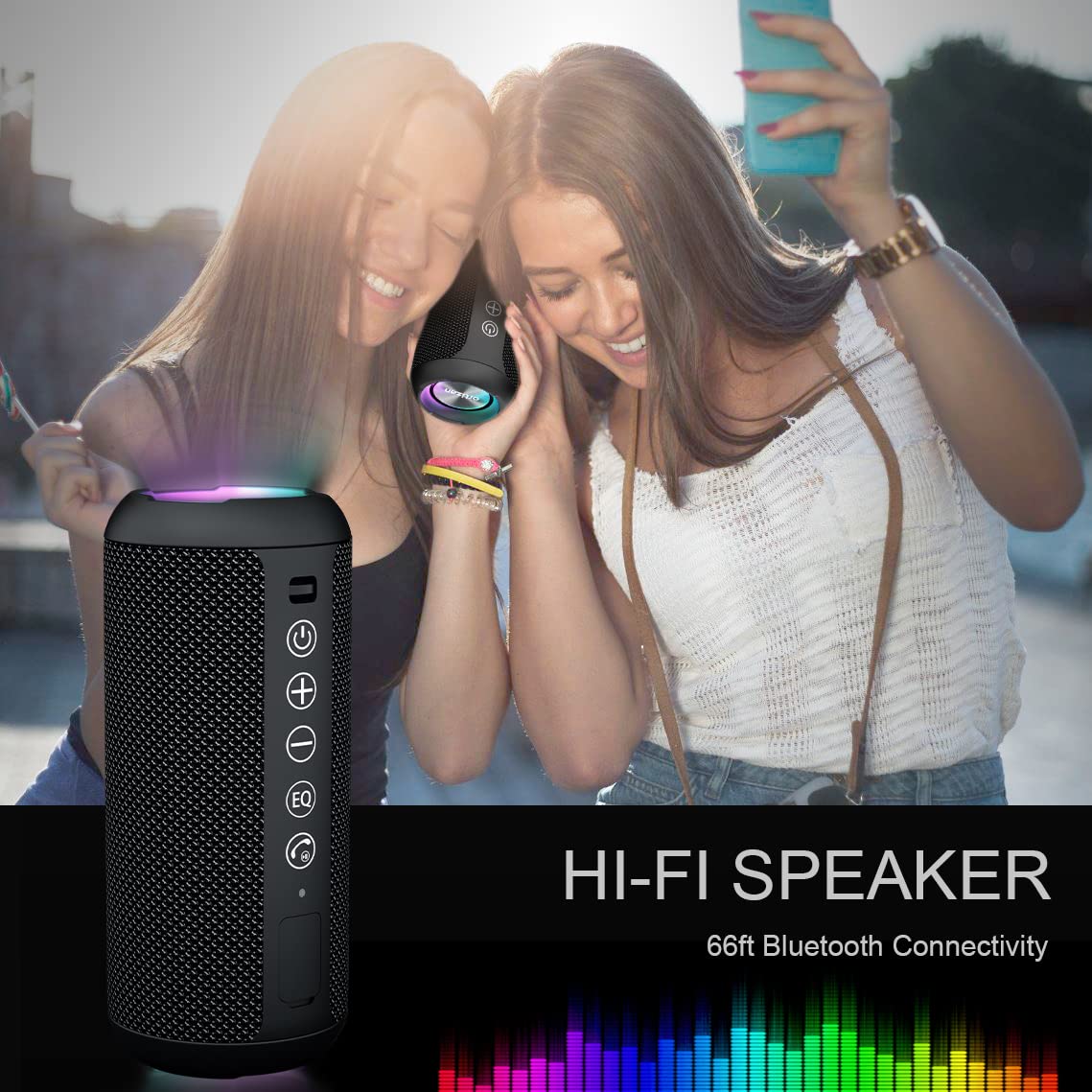 Craques portable waterproof Bluetooth speaker with hi-fi sound and 66ft Bluetooth connectivity