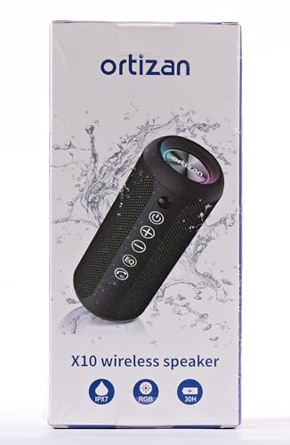 Ortizan X10 wireless portable waterproof Bluetooth speaker with splash-proof design and RGB lights