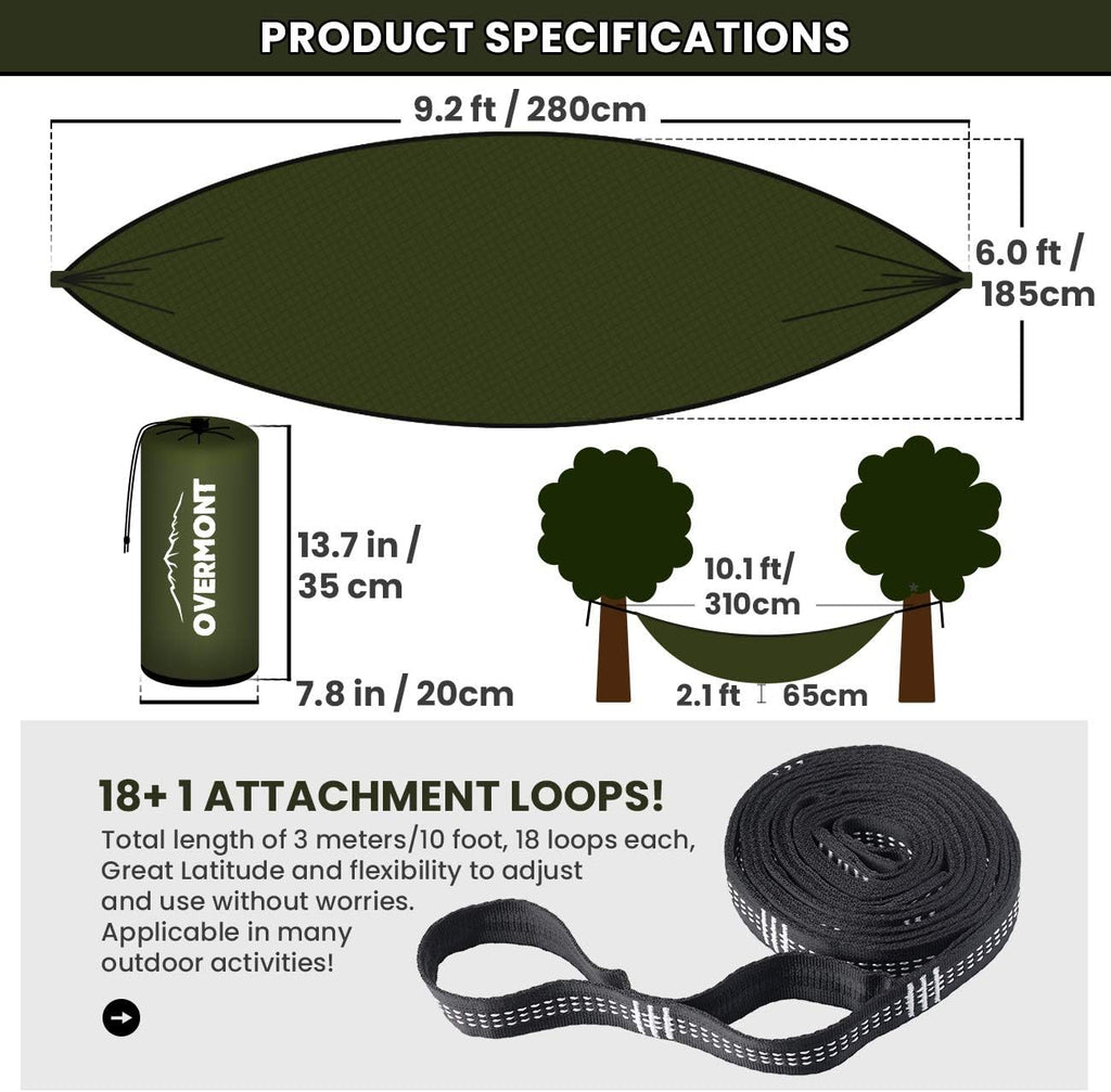 Craques double camping hammock with mosquito net dimensions and 18 plus 1 attachment loops for outdoor use