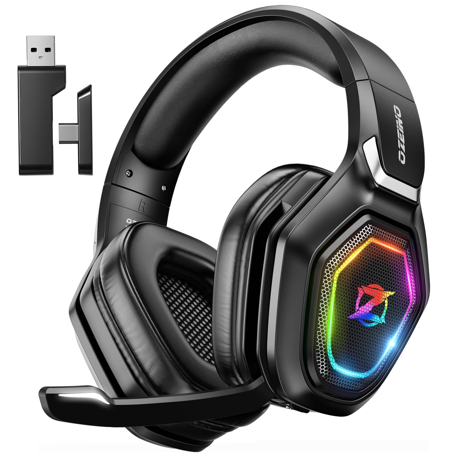 Craques wireless gaming headset for PC with RGB lighting and detachable microphone