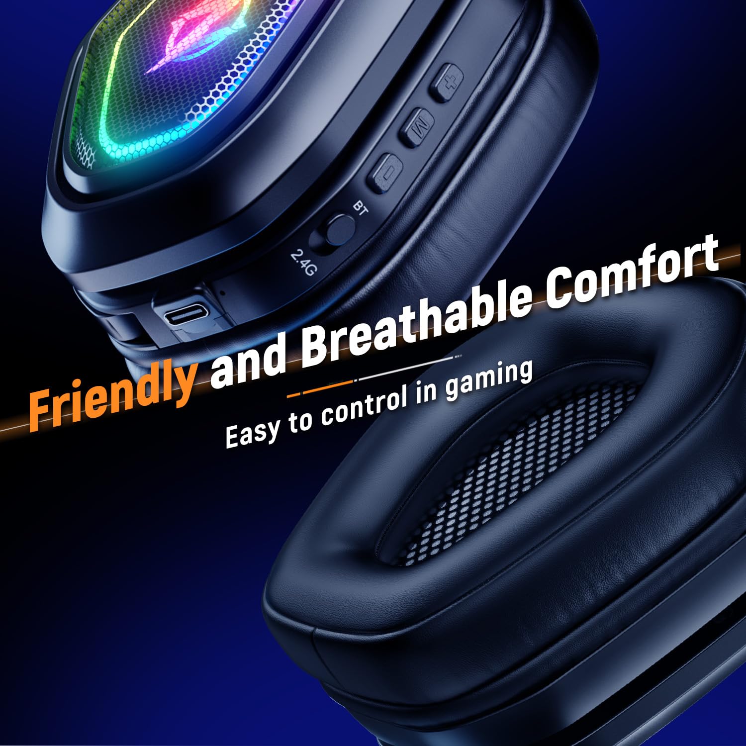 Craques Wireless Gaming Headset for PC with RGB Lighting