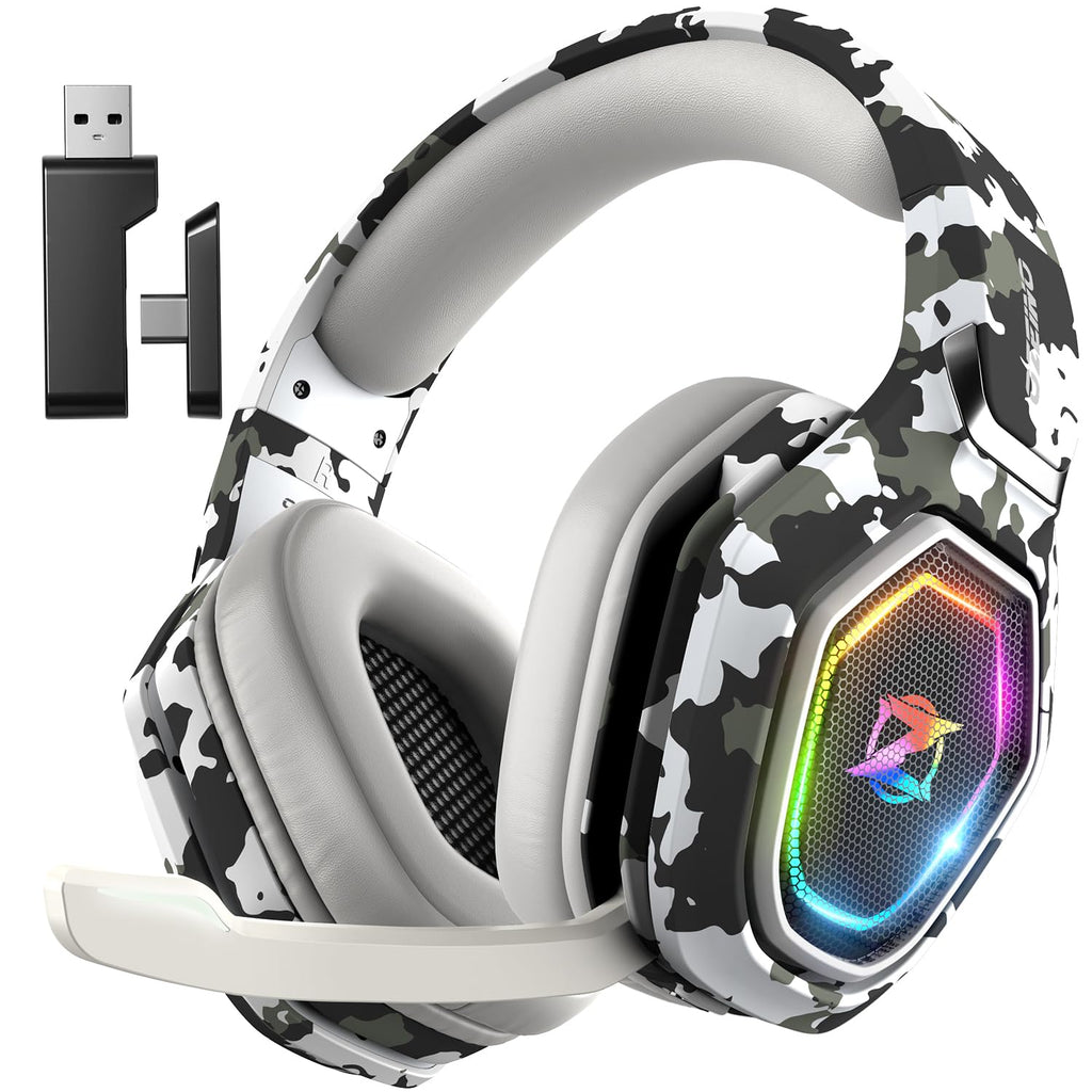 Craques Wireless Gaming Headset for PC with RGB Lighting - Camo