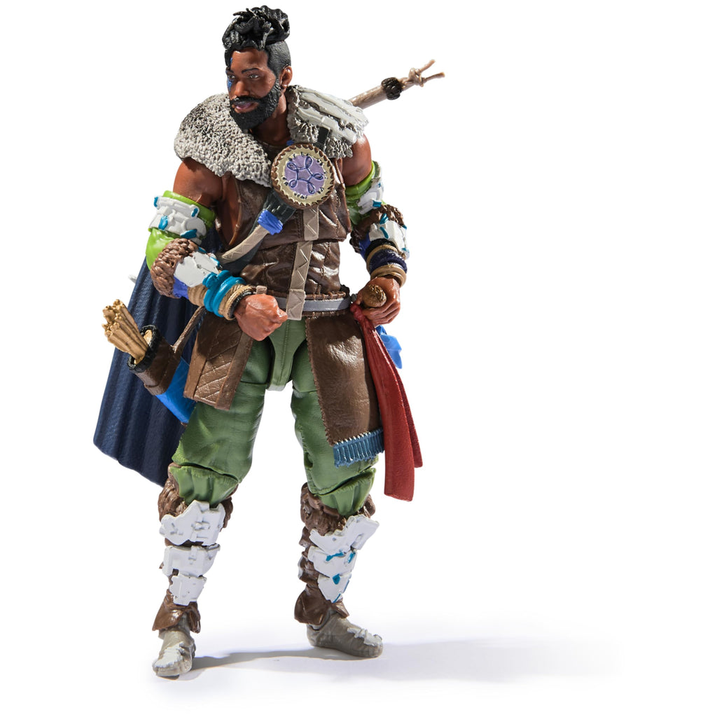 Kratos God of War Ragnarök action figure with detailed armor and accessories standing on white background