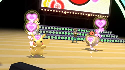 Screenshot from Pokémon Legends Arceus Nintendo Switch showing Pikachu and Dondozo with heart icons