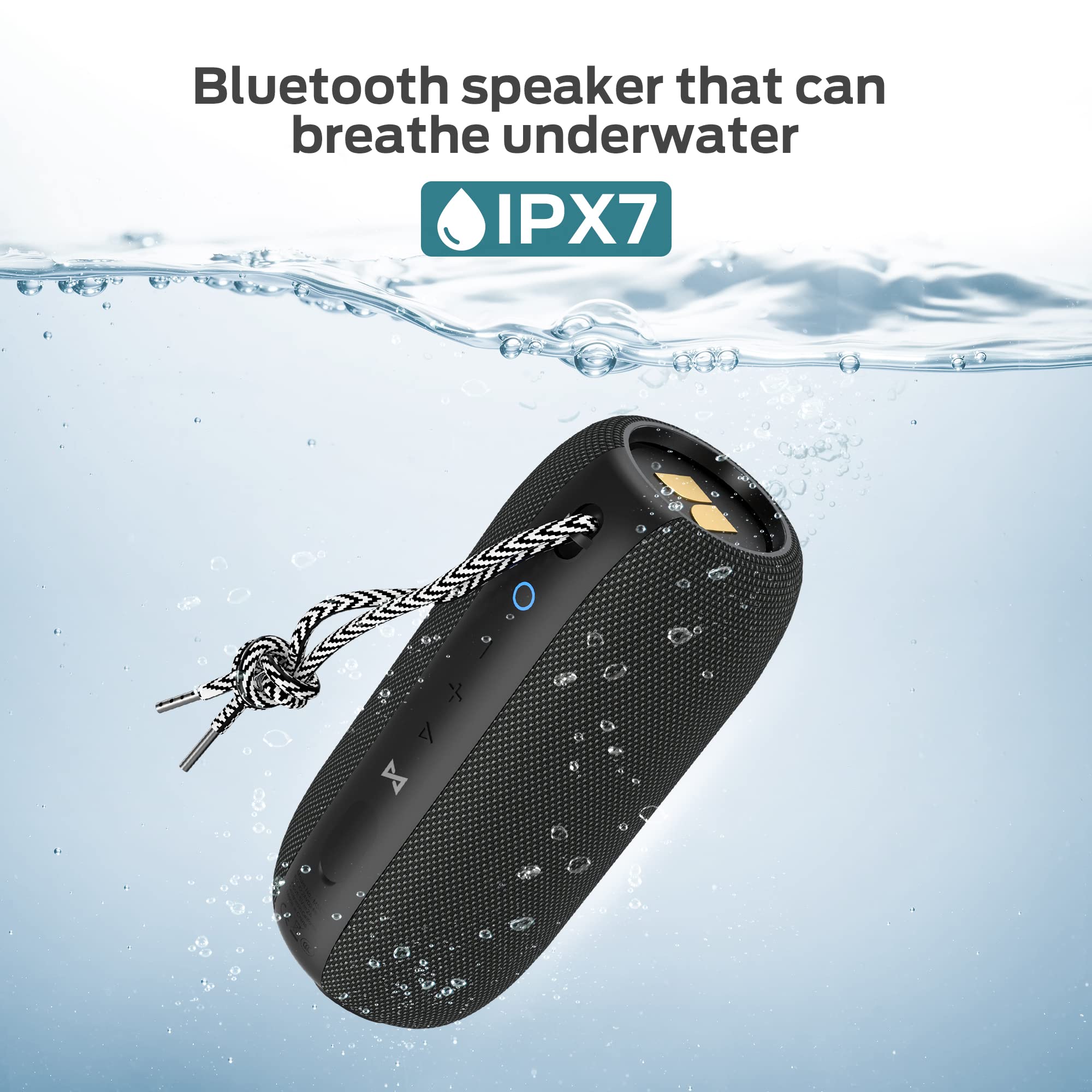 Craques portable bluetooth speaker 40W black waterproof Bluetooth speaker with IPX7 rating underwater