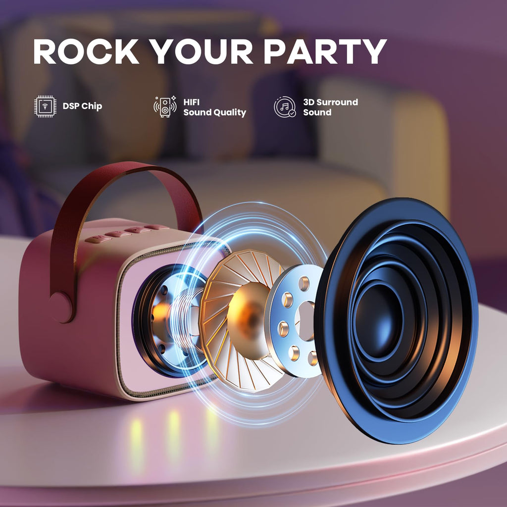 Craques portable karaoke machine for kids with hi-fi sound quality and 3D surround sound speaker
