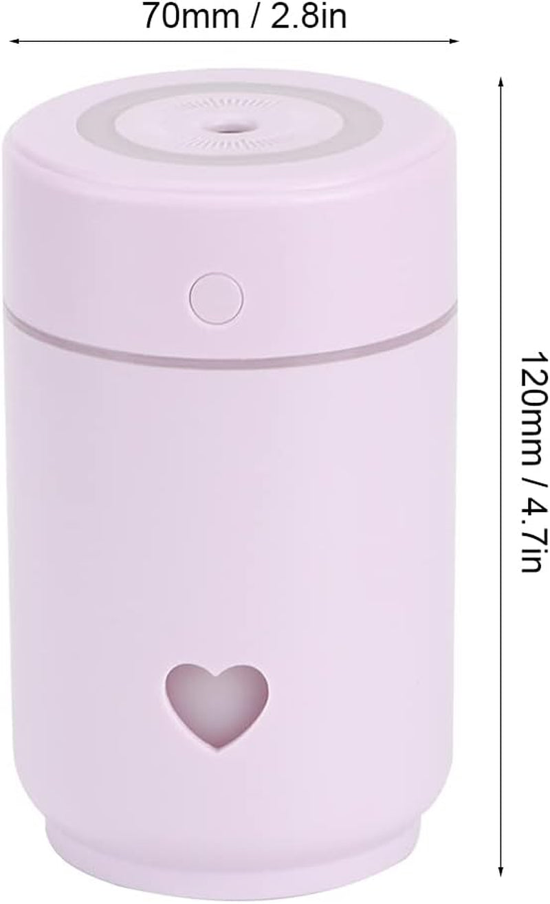 Craques portable mini humidifier for bedroom in light purple with heart design and compact size