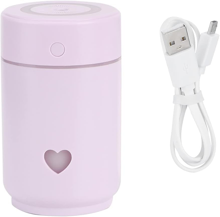 Craques portable mini humidifier for bedroom in light purple with USB charging cable included