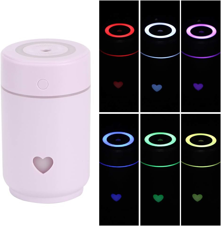 Craques portable mini humidifier for bedroom with heart design and multicolor LED night light