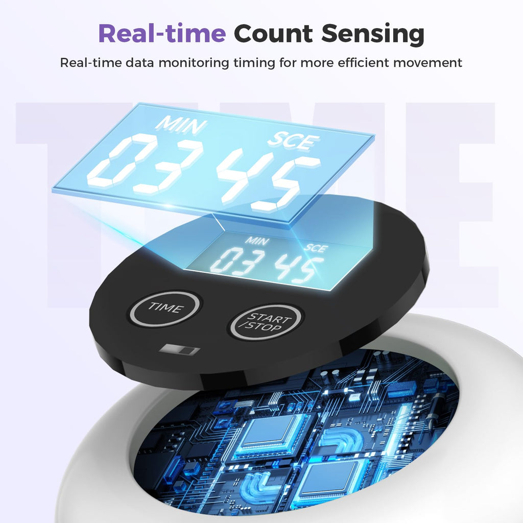 Real-time count sensing digital display for portable pilates reformer machine showing time and score