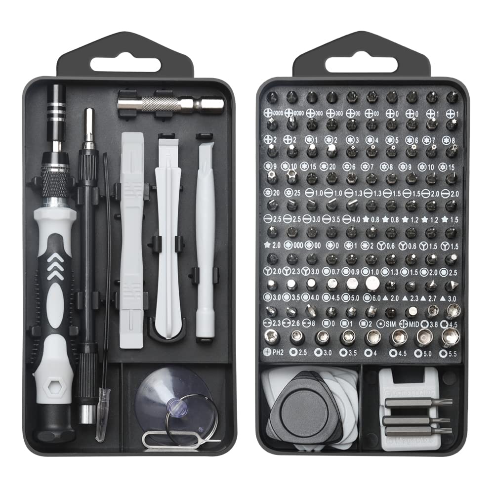 Craques precision screwdriver set with multiple bits and tools in a compact black case