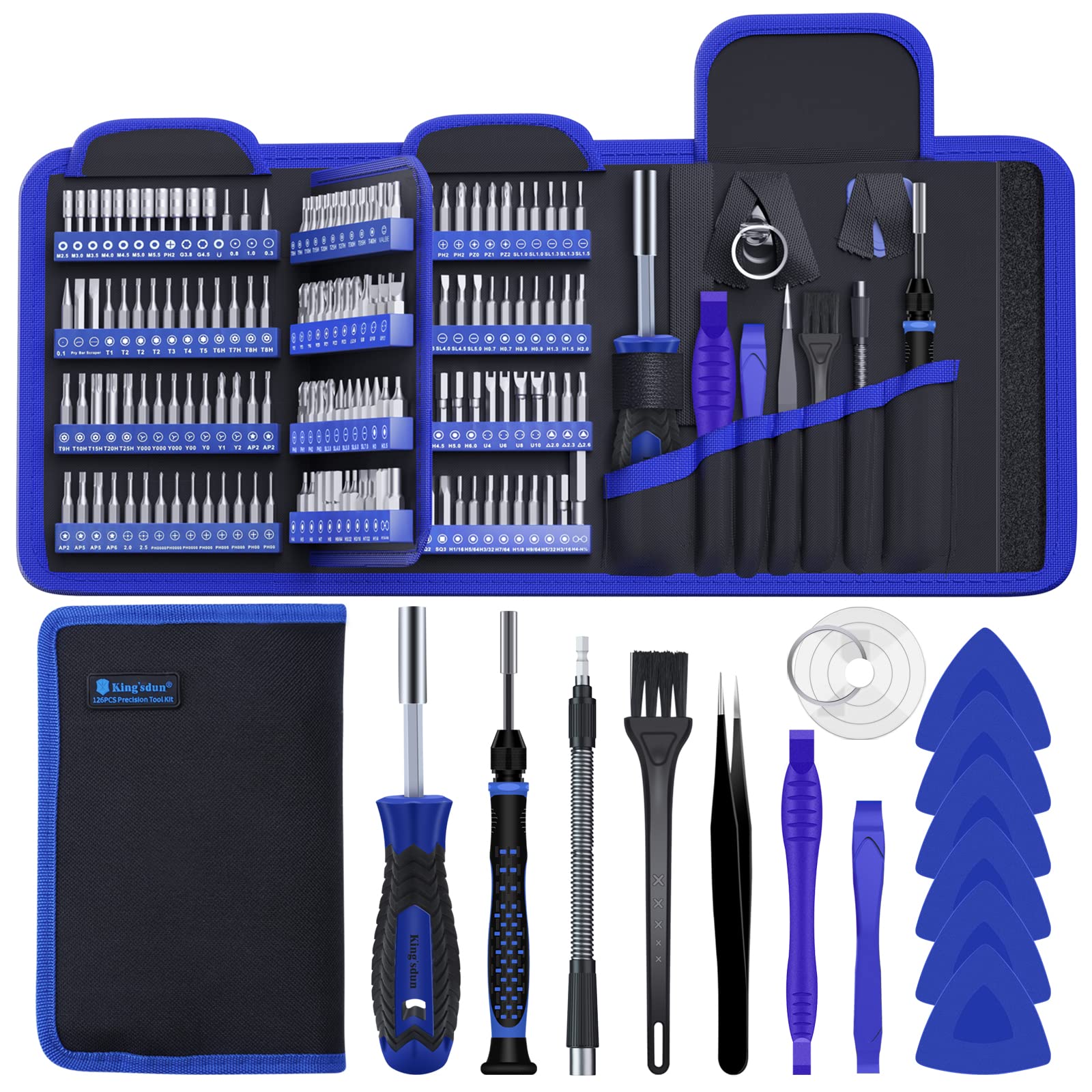 Craques precision screwdriver set with multiple bits and repair tools in blue and black case