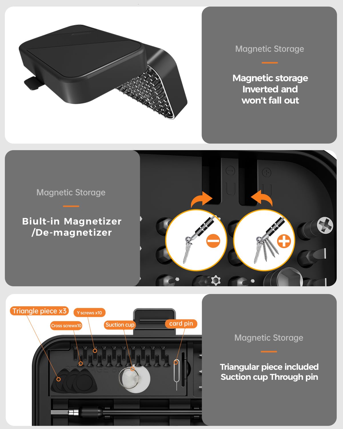 Craques precision screwdriver set with magnetic storage case and built-in magnetizer demagnetizer