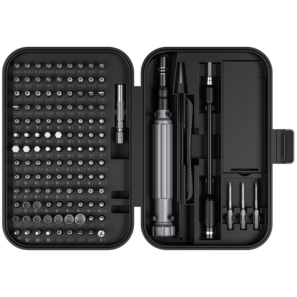 Craques precision screwdriver set with multiple bits and ergonomic handle in black carrying case