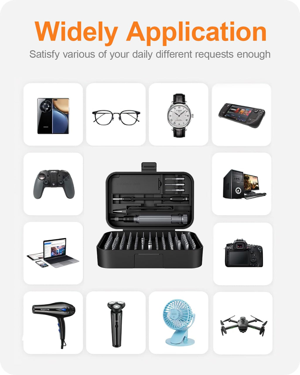 Craques precision screwdriver set with multiple bits in a black case for various electronic and household repairs