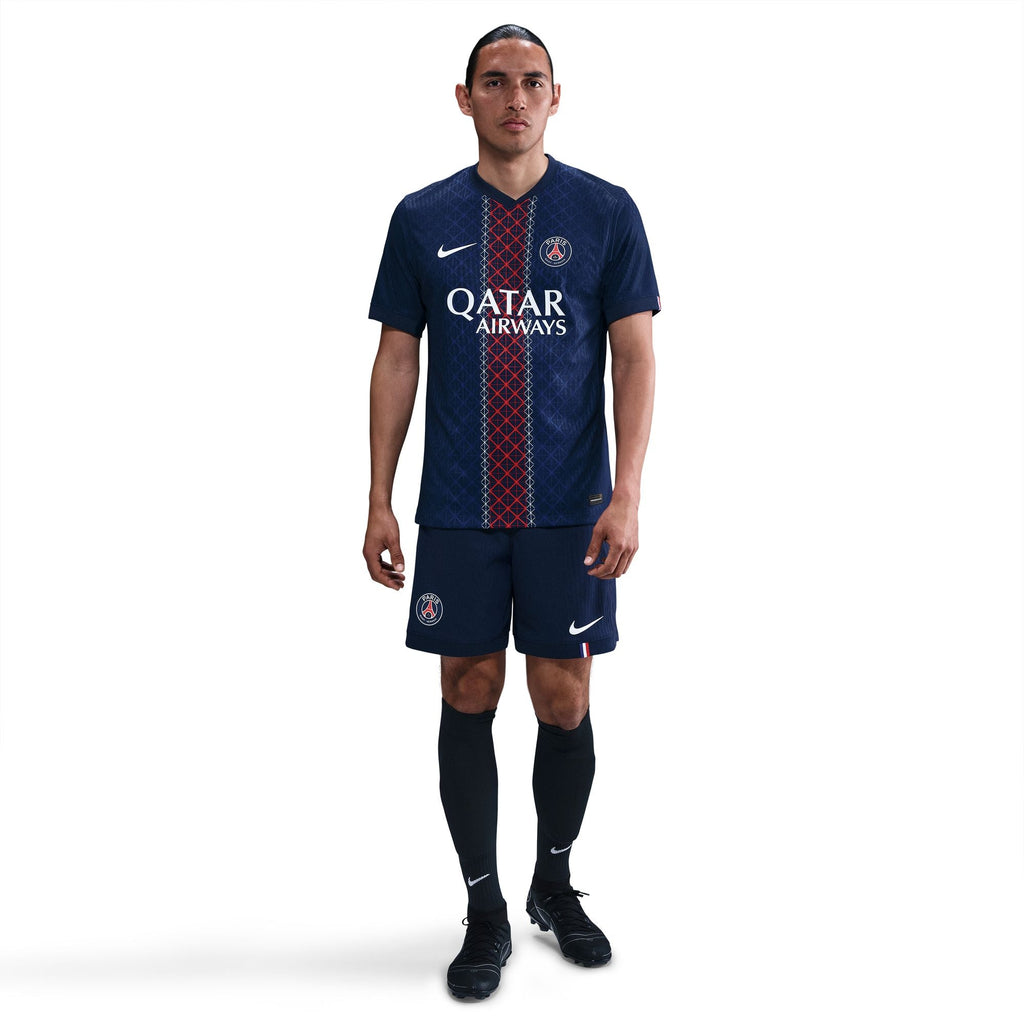PSG 2025/26 home jersey men's in navy with embroidered logo and sponsor design for soccer fans