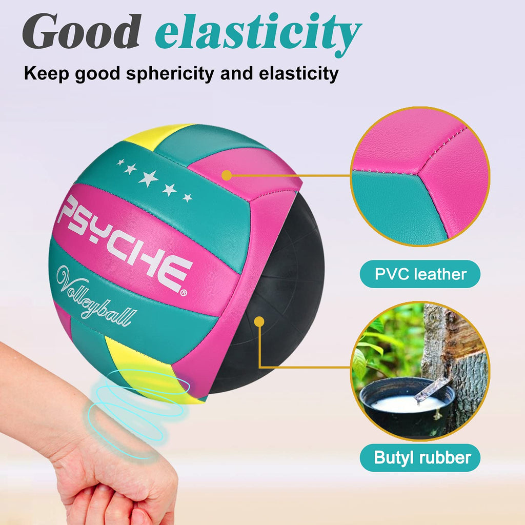 Craques official size 5 volleyball in pink teal and yellow with good elasticity and PVC leather cover